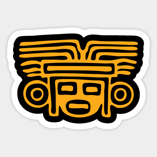 Aztec Culture Warrior Mask Sticker by XOZ